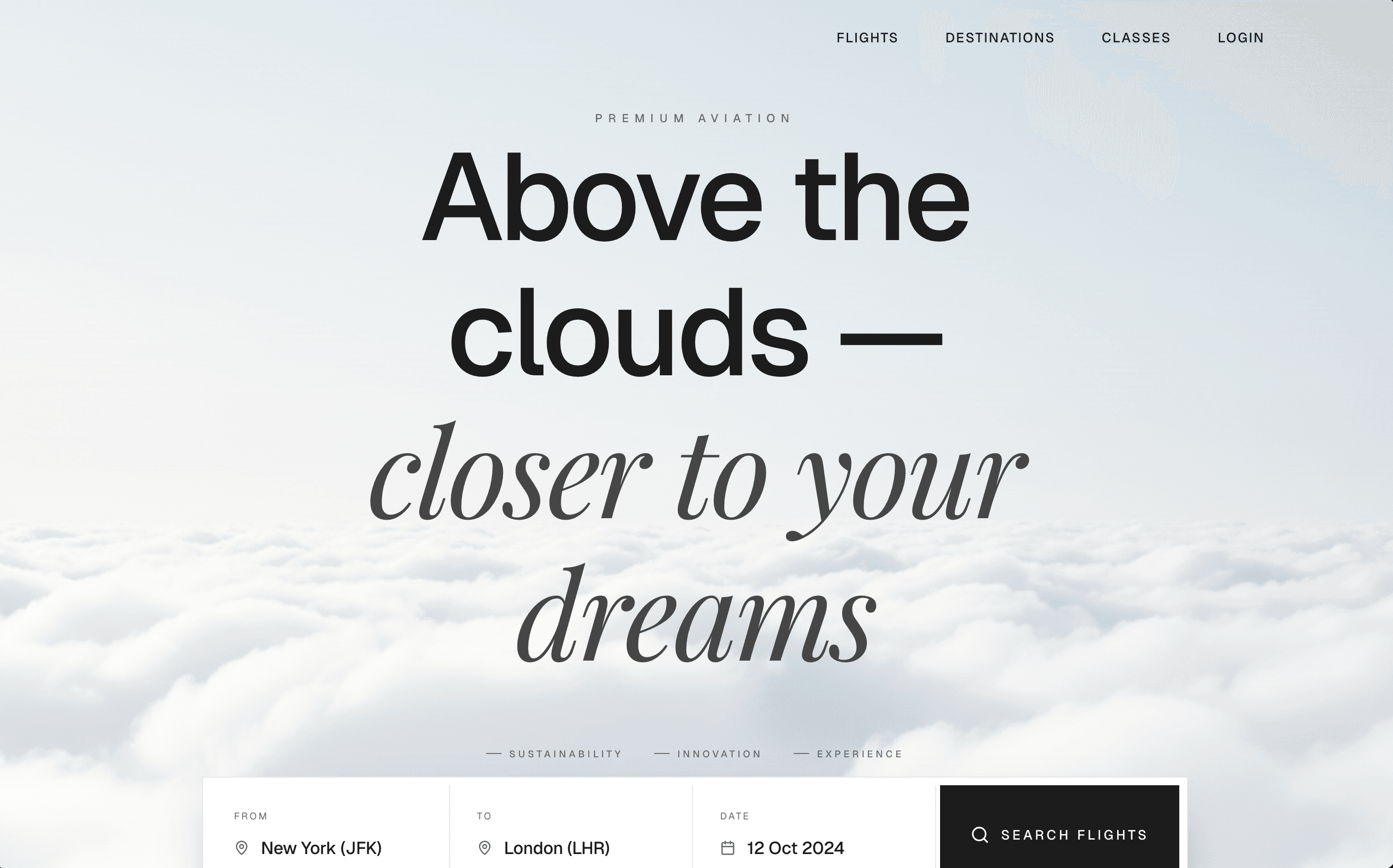 Skyward Airlines — full-stack landing page built with Strayl